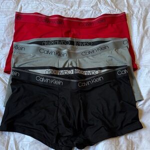 Calvin Klein Boxer Briefs -  Red, Classic Gray, Sleek Black 3 pack Dri fit